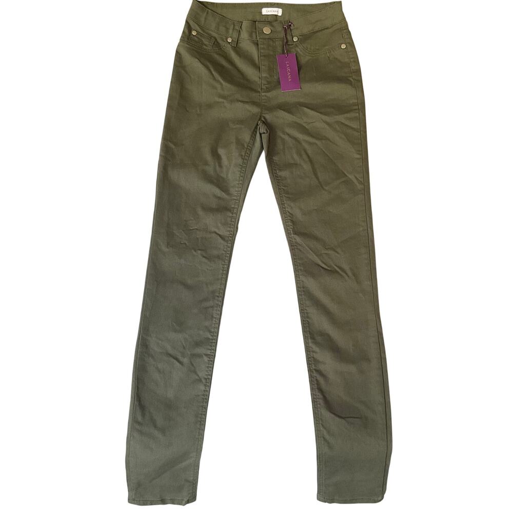 Lascana Women Skinny Khaki Pants size 2 US Olive Green Mid Rise Stretch NWT